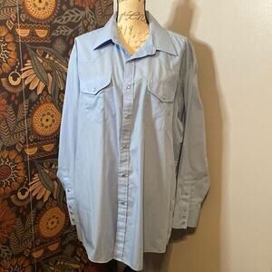 Vintage Pearl Snap Sheplers Blue Long Sleeve Western Wear Shirt